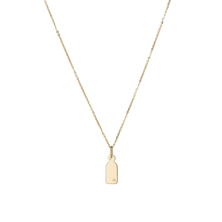 14k Engravable Diamond Tag Necklace