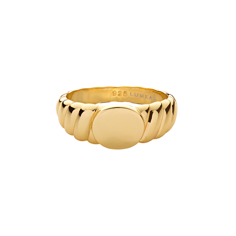 Engravable Croissant Signet Ring