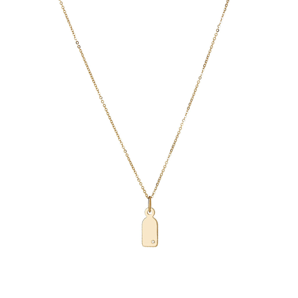 14k Engravable Diamond Tag Necklace