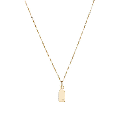 14k Engravable Diamond Tag Necklace