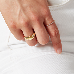 Engravable Croissant Signet Ring
